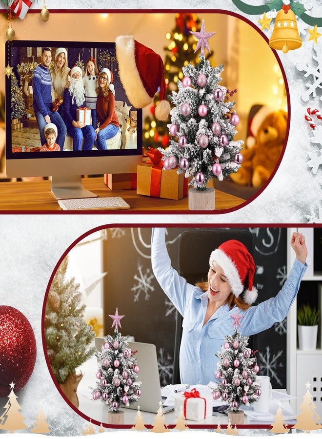 RoundFunny 25 Pcs Mini Christmas Balls Ornaments Set 1.57 Inch Christmas Day Ball Topper Star Tree Hanging Ornaments for Party Decoration(Pink) - Image 4